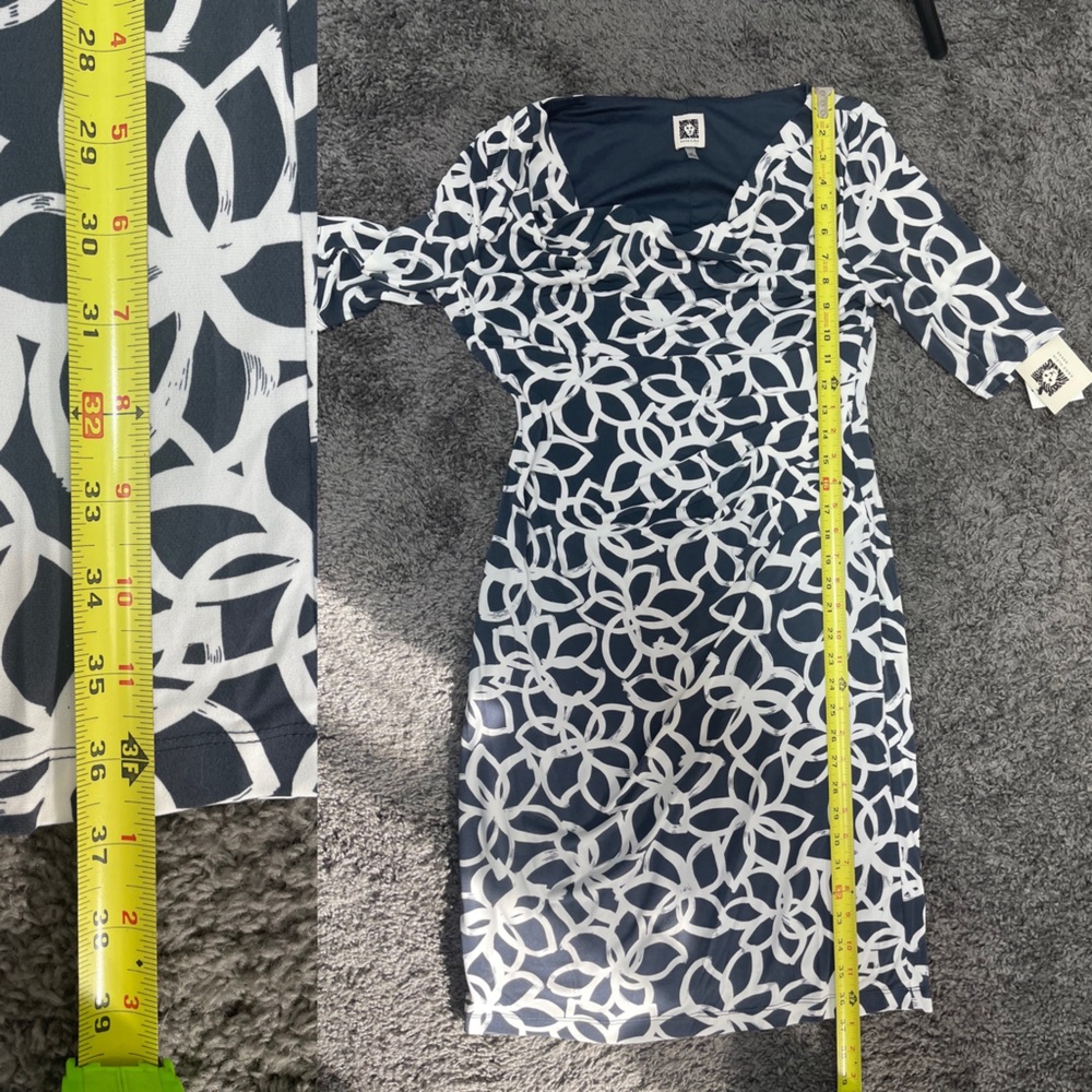 Anne Klein Elegant Slate and light cream floral Patterned Dress women’s size 8 - Picture 10 of 17